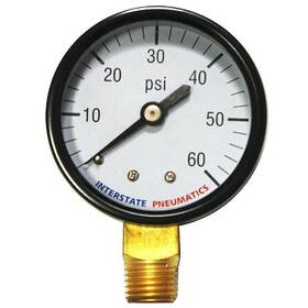 G2012-060 Interstate Pneumatics Pressure Gauge 60 Psi 2 Inch Diameter 1/4
