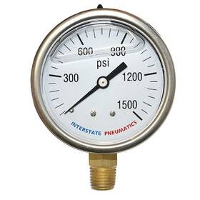 G7022-1500 Interstate Pneumatics Oil Filled Pressure Gauge 1500 Psi 2-1/2 Inch