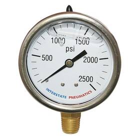 G7022-2500 Interstate Pneumatics Oil Filled Pressure Gauge 2500 Psi 2-1/2 Inch