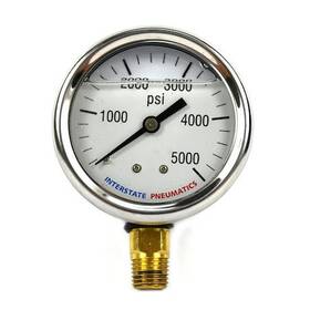G7022-5000 Interstate Pneumatics Oil Filled Pressure Gauge 5000 Psi 2-1/2 Inch
