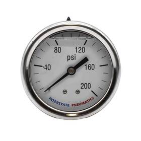 G7122-200 Interstate Pneumatics Oil Filled Pressure Gauge 200 Psi 2-1/2 Inch Dial 1/4 Npt Rear Mount