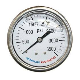 G7122-3500 Interstate Pneumatics Oil Filled Pressure Gauge 3500 Psi 2-1/2 Inch