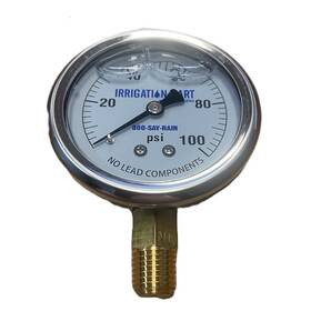 Pg-pglnl100 Irrigation Mart 2-1/2 Inch Pressure Gauge Stainless Steel Case Liquid Filled Lower Mnt 100 Psi