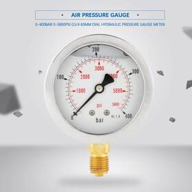Jectsebdy7ia4hu9 Jectse G1/4 Pressure Gauge 0-400bar 0-5800psi Water Hydraulic Double Scale