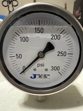 Ss4558g1f1-j Jhawk Incorporated 4 Inch Stainless Liquid Filled Pressure Gauge 0-300 Psi 1/2 Npt Lower Mount