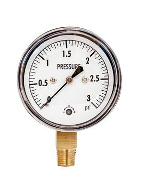 Jivto 313053199134 0-3 Psi Low Capsule Pressure Gauge 2-1/2 Inch Dial 1/4 Npt Lower Mount Zero