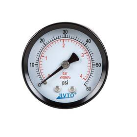 Jivto 313098457466 Dry Pressure Gauge 2 Inch Dia 0-60 Psi/bar/kpa 1/4 Npt Back Mount For Pneumatic We