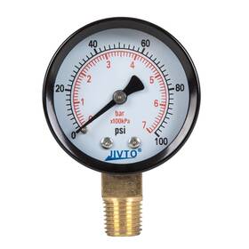Jivto 619988269004 Dry Pressure Gauge 2 Inch Dia 0-100 Psi 1/4 Npt Lower Mount Pack Of 1
