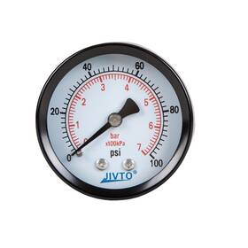 Jivto 619988269240 General Dry Pressure Gauge 2 Inch Dia 0-100 Psi 1/4 Npt Back Mount Pack Of 1