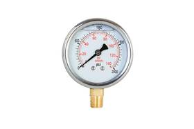 Jivto 619988269394 Pressure Gauge Glycerin Liquid Filled 2.5 Inch Dual Scale Dia 0-2000 Psi/bar/kpa 1/4