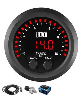 Fpm-02 Jjcoco 15psi Fuel Pressure Gauge Kit With 1/8npt Electronic Sensor And Led Digital D