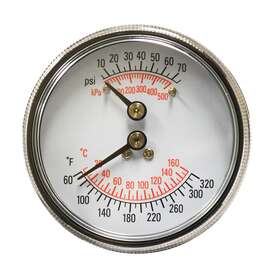 J40575 Jones Stephens 3-1/2 75 Psi Dual Scale Boiler Gauge