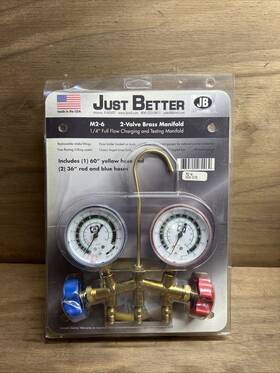 H24-579 Just Better Jb Test And Charging Manifold M2-6 Gauges Hoses Brass New