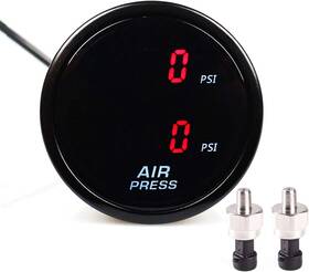 Dgt52in1red Ket Dual Air Bag Suspension Pressure Gauge Kit Red Digital 290psi With 2pcs 1/8npt
