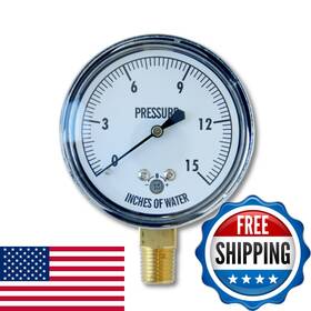 Kc25-15h2o Kodiak Controls B00h9zwhv4 Pressure Gauge 15 Wc Kc25-15 Inch H2o