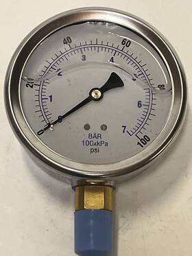 Kc-b25 Kodiak Controls 4 Inch Liquid Filled Pressure Gauge 0-100 Psi 1/2 Npt