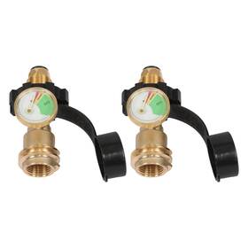 Qs689264qr Lablt 2pcs Propane Tank Adapter With Gauge Converts Pol Service Valve
