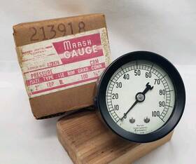 022176 Marsh Vintage Instument Co Pressure Gauge 0-100 Psi 2 Inch 1/4 Conn. #022176