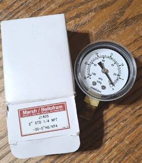J1405 Marsh Bellofram Gauge 2 Inch Std 1/4 Npt. -30-0 Hg/kpa