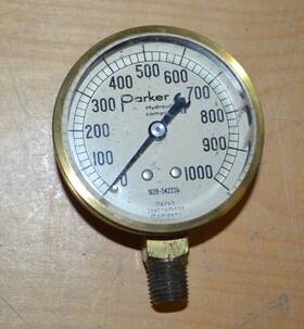 1639-542236 Marsh Instrument Vtg. Parker - Brass Pressure Gauge Y