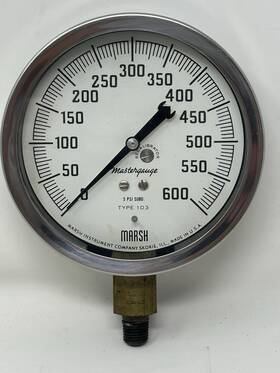 E0464 Marsh Instrument Pressure Gauge 4.5 Inch 1/4 Npt 0/600 Psi In Box