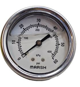 J6446p Marsh 0-60psi Oil Filled Pressure Gauge 2.5 Inch Dial 1/4 Npt