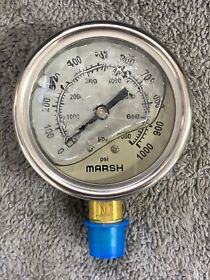 J7672p Marsh Liquid Filled Gauge .25inch Npt 0-1000psi