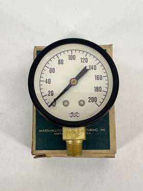 Marshalltown 90272 Vintage 2 Inch Pressure Gauge 0-200 Psi Nos W Box 1/8 Conn Usa