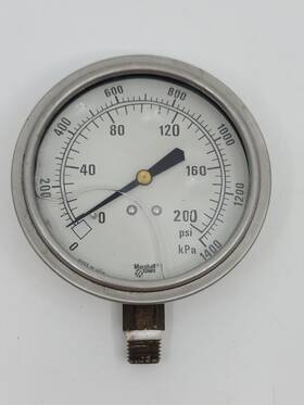 90616 Marshalltown Vintage Oil Filled 200 Psi Pressure Gauge 1400 Kpa Usa Works 90616 Marshalltown Vintage Oil Filled 200 Psi Pressure Gauge 1400 Kpa Usa Works
