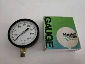 G10144 Marshalltown Gauge 0-160 3 1/2 Inch Fig 23 30# 1/4 Connection Steel Case
