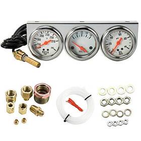 H843534 Maso 2ftft Inch 52mm Oil Temp Pressure Volts Triple Gauge 3in1 Kit White