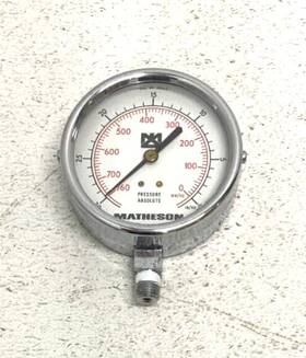 63-4105 Matheson Absolute Vacuum Pressure Gauge Mmhg And Inhg Chrome 1/4 Npt 241g