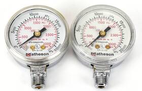 Seq631133 Matheson Lot Of 2 - 63-1133 Industrial Gas Pressure Gauge 3000 Psi 1/4 Inch Npt