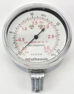 Seq6313130 Matheson 63-3130 0-3 Psi Very Low Pressure Gauge Industrial Gas And Air - 1/4 Inch Npt