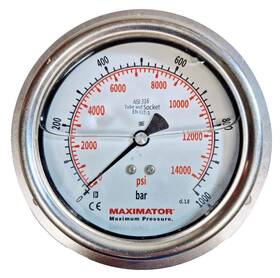 3300.0152 Maximator Pressure Gauge Glycerin Filled 0-1000 Bar 0-14000 Psi 150 Mm Dial Panel Mount