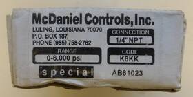 1126619-279 Mcdaniel Controls P/n Guage 0-6000psi 1/4 Inch Npt Code K6kk