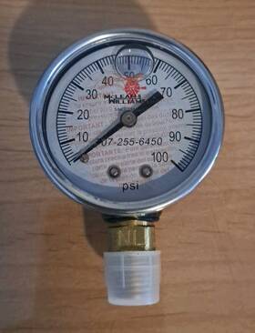 Pg-100gnl Mclean & Williams Pressure Gauge 0-100 Psi No Lead Liquid Filled 1/4 Inch Mpt 2 Dial Face