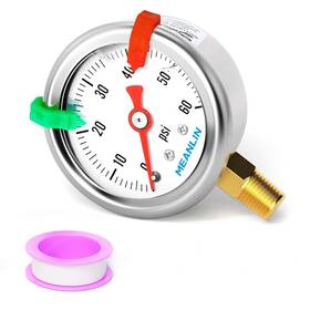 Xj-405 Meanlin Measure 313087650656 60psi Pressure Gauge Glycerin Filled 1/8 Inch Npt 1.5 Face Dial