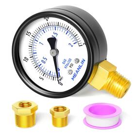 Meanlin Measure 425697278570 0-30psi 2 Inch Dial Face 1/4 Npt Well Pump Pressure Gauge With X 1/2 A