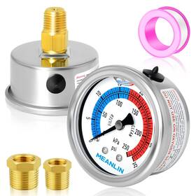 Meanlin Measure 425697965883 1/4 Inch Npt 0-35psi Pressure Gauges With 2-inch Dial Glycerine Filled Pool Filt
