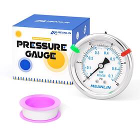 Meanlin Measure 445009817892 10psi Stainless Steel Liquid Filled Pressure Gauge 1/4 Inch Npt 2