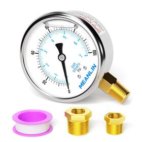 Meanlin Measure 744759998385 100psi Stainless Steel 1/4 Inch Npt 2.5 Face Dial Liquid Filled P