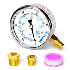 Meanlin Measure 874422235106 50psi Stainless Steel 1/4 Inch Npt 2.5 Face Dial Liquid Filled