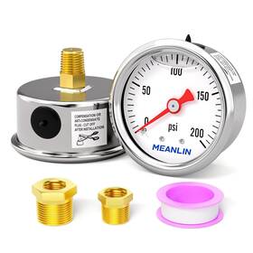 Xj-024 Meanlin Measure 200psi Stainless Steel 1/8 Inch Npt 1.5 Face Dial Glycerin Fille