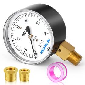 Xj-198 Meanlin Measure 1/4 Inch Npt 2-1/4 Face Diaphragm Type Low Pressure Gauge 0-30 In H2o Adjustable