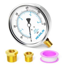 Meanlin Measure Xj-206 60psi Stainless Steel 1/4 Inch Npt 4 Face Dial Liquid Filled P