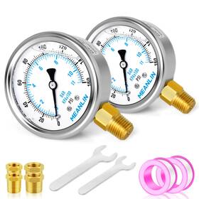 Xj-221 Meanlin Measure 160psi Stainless Steel 1/4 Inch Npt 2.5 Face Dial Liquid Filled P