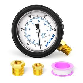 Xj-246 Meanlin Measure 100psi Stainless Steel 1/4 Npt 2.5 Face Dial Liquid Filled Pressure Gauge Lo