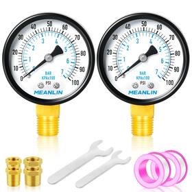 Xj-277 Meanlin Measure 0-100psi 2 Inch Dial Face Well Pump Pressure Gauge 1/4 Npt Hex Bu