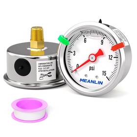 Xj-398 Meanlin Measure 15psi Pressure Gauge Glycerin Filled 1/8 Inch Npt 1.5 Face Dial Stainless St